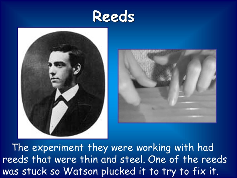 The experiment they were working with had reeds that were thin and steel. One